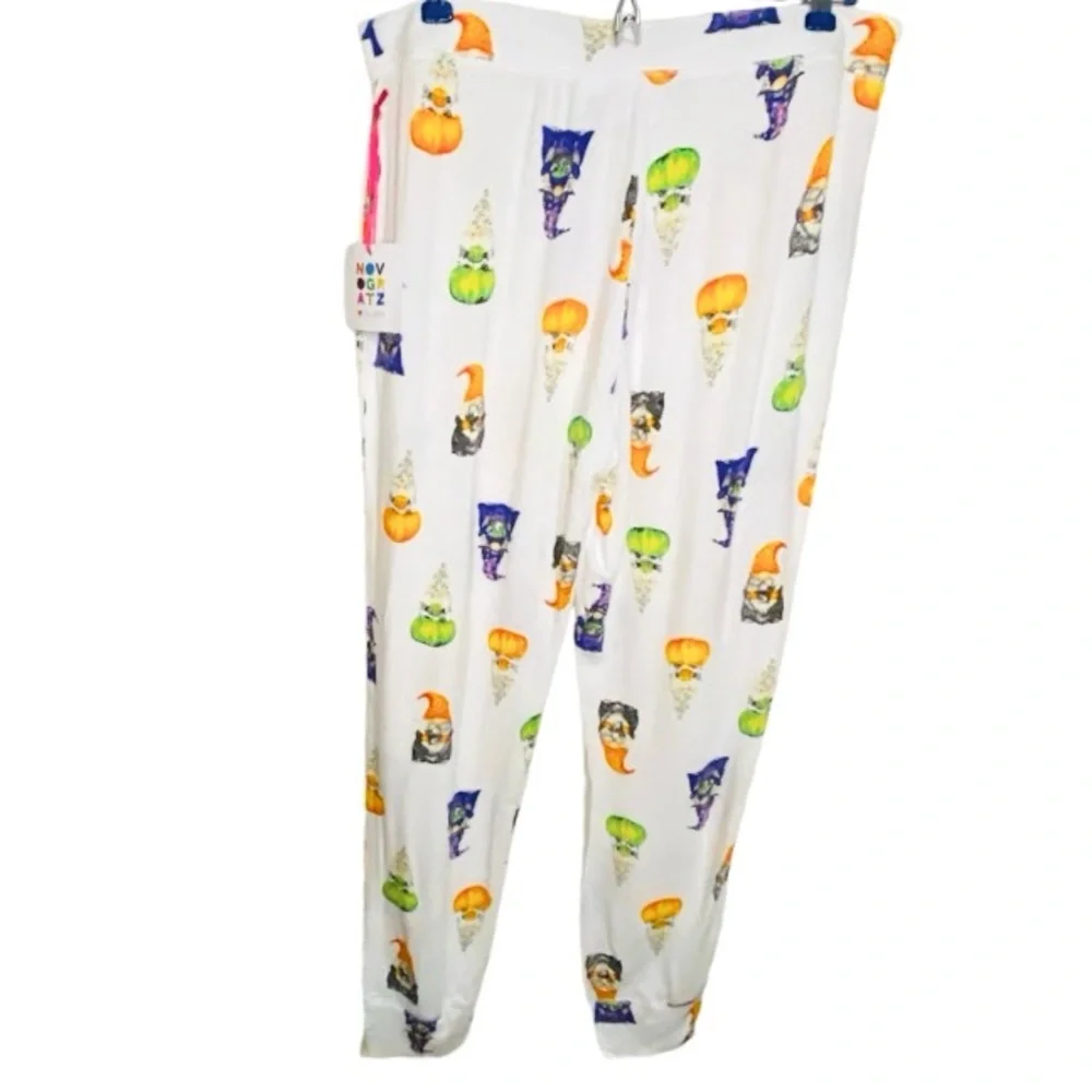 NOVOGRATZ Halloween Gnome Pajama Lounge Pants Joggers Women’s Size M - Picture 2 of 6
